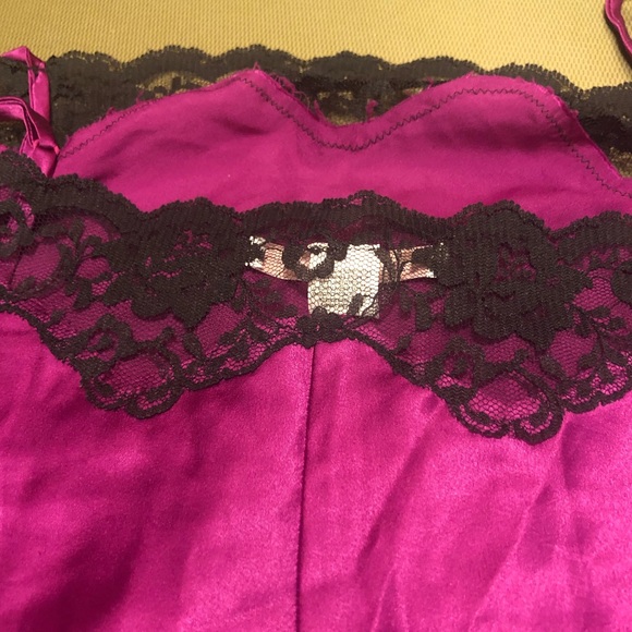 Victoria’s Secret Raspberry Purple black slip chemise M - Picture 7 of 11
